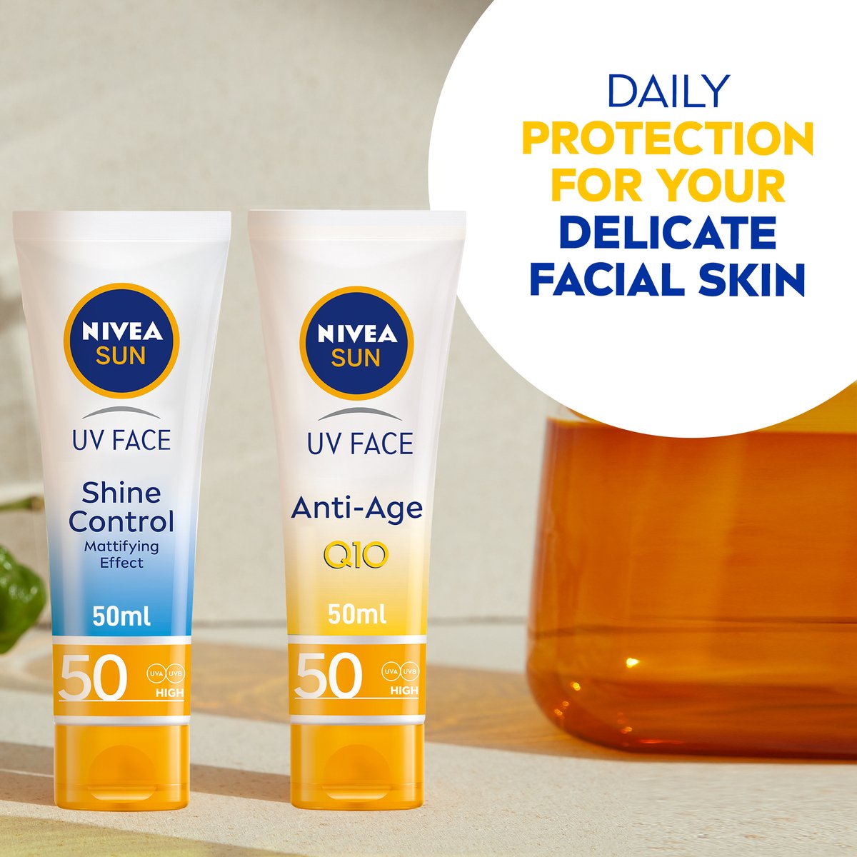 GETIT.QA- Qatar’s Best Online Shopping Website offers NIVEA SUN FACE CREAM UV ANTI-AGE SUNSCREEN SPF50 TUBE 50 ML at the lowest price in Qatar. Free Shipping & COD Available!