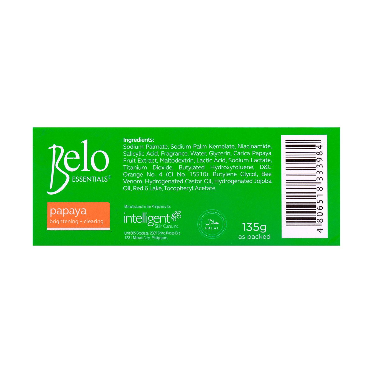 GETIT.QA- Qatar’s Best Online Shopping Website offers BELO ESSENTIALS BRIGHTENING + CLEARING PAPAYA SOAP-- 135 G at the lowest price in Qatar. Free Shipping & COD Available!