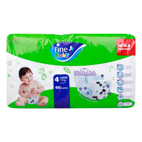 GETIT.QA- Qatar’s Best Online Shopping Website offers FINE BABY BABY DIAPERS MEGA PACK SIZE 4 LARGE 7-14 KG 60 PCS at the lowest price in Qatar. Free Shipping & COD Available!