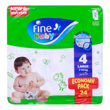 GETIT.QA- Qatar’s Best Online Shopping Website offers FINE BABY DIAPERS LARGE SIZE 4 7-14KG ECONOMY PACK 24 PCS at the lowest price in Qatar. Free Shipping & COD Available!