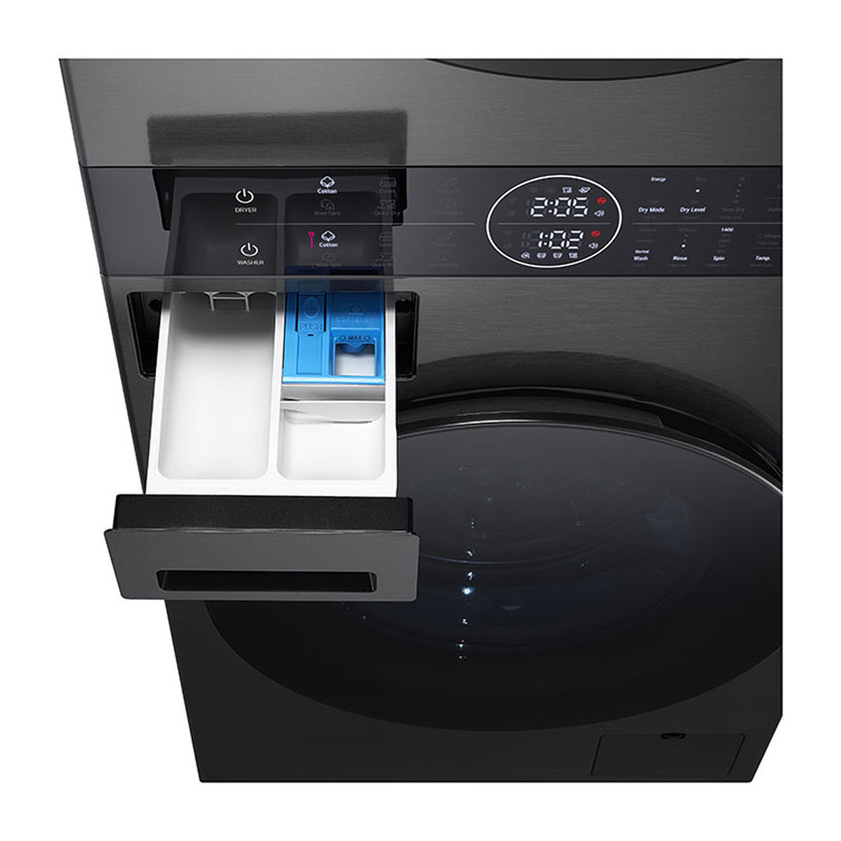 GETIT.QA- Qatar’s Best Online Shopping Website offers LG 24'' WASH TOWER, 12/10 KG, BLACK STEEL, W4W8BVKKZHM at the lowest price in Qatar. Free Shipping & COD Available!