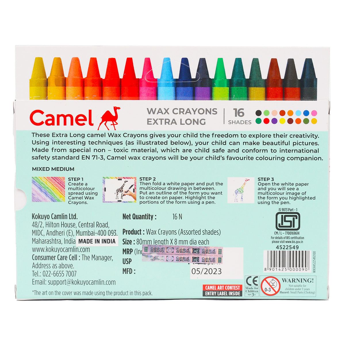 GETIT.QA- Qatar’s Best Online Shopping Website offers CAMEL WAX CRAYONS EXTRA LONG 16 SHADES at the lowest price in Qatar. Free Shipping & COD Available!