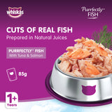 GETIT.QA- Qatar’s Best Online Shopping Website offers WHISKAS PURRFECTLY FISH WITH TUNA & SALMON WET CAT FOOD FOR ADULT CATS 85 G
 at the lowest price in Qatar. Free Shipping & COD Available!