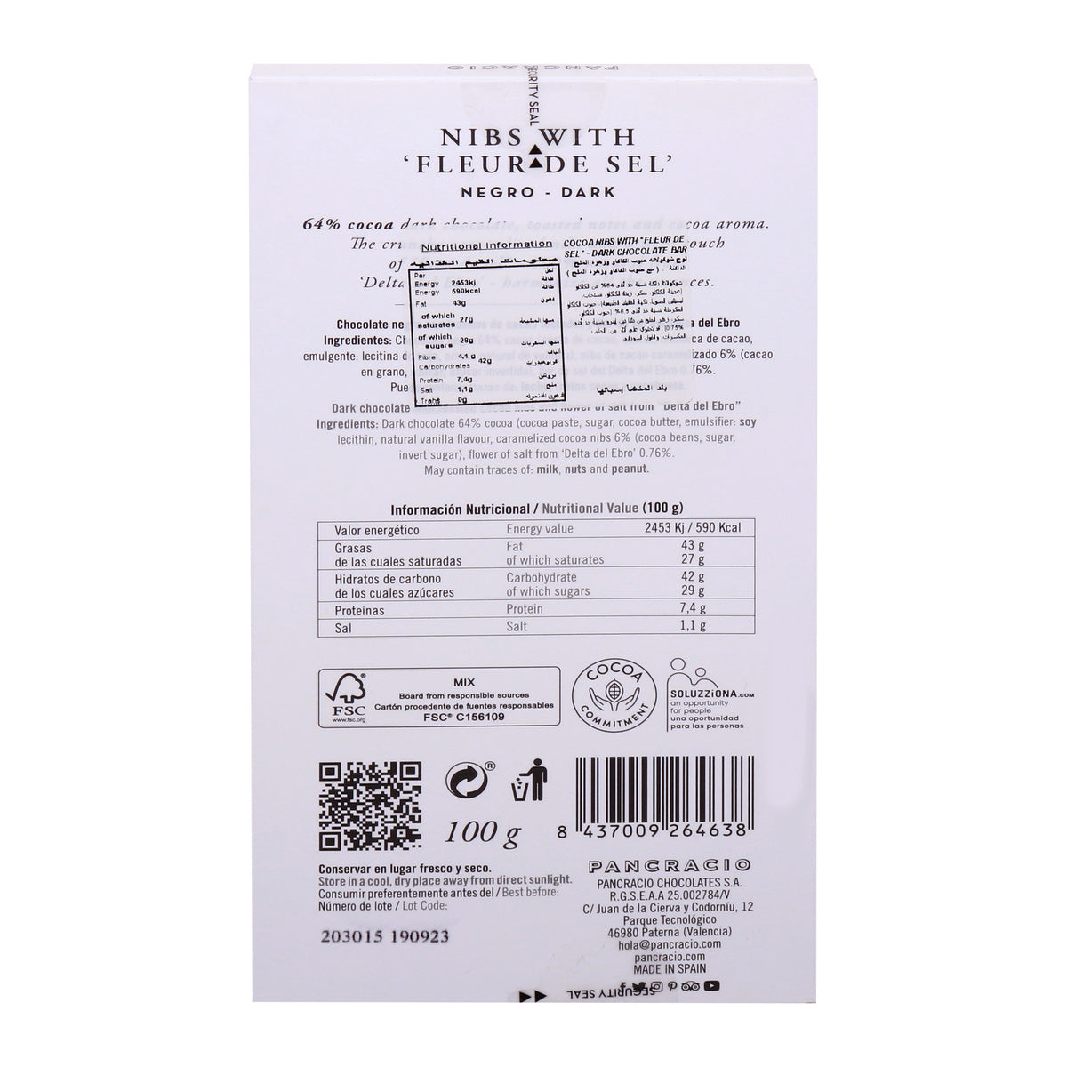 GETIT.QA- Qatar’s Best Online Shopping Website offers PANCR.CHOC NIBS FLEURDESEL100G at the lowest price in Qatar. Free Shipping & COD Available!