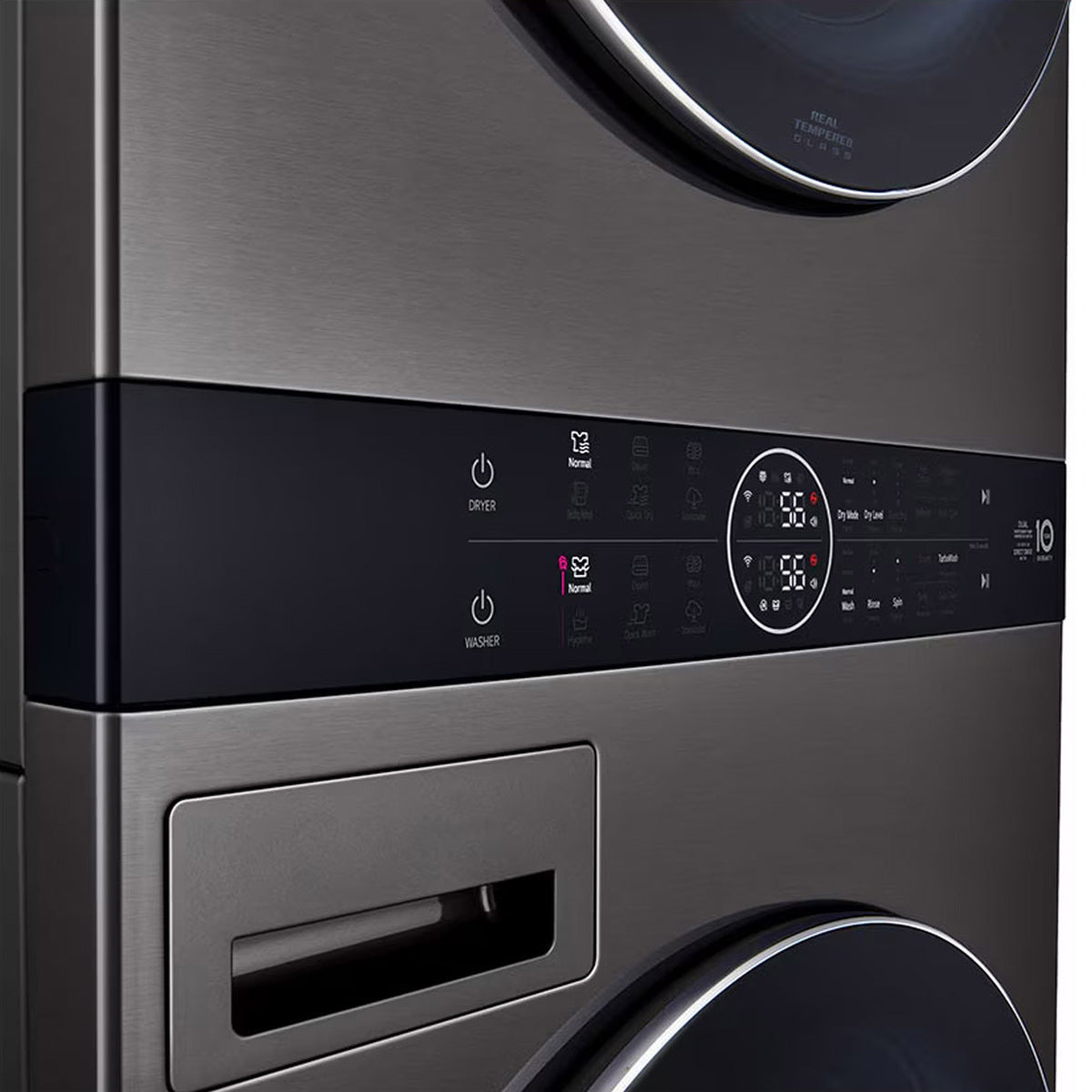 GETIT.QA- Qatar’s Best Online Shopping Website offers LG 27" WASH TOWER, 19/16 KG, 1100 RPM, BLACK STEEL, W1S1CVK2EHM at the lowest price in Qatar. Free Shipping & COD Available!