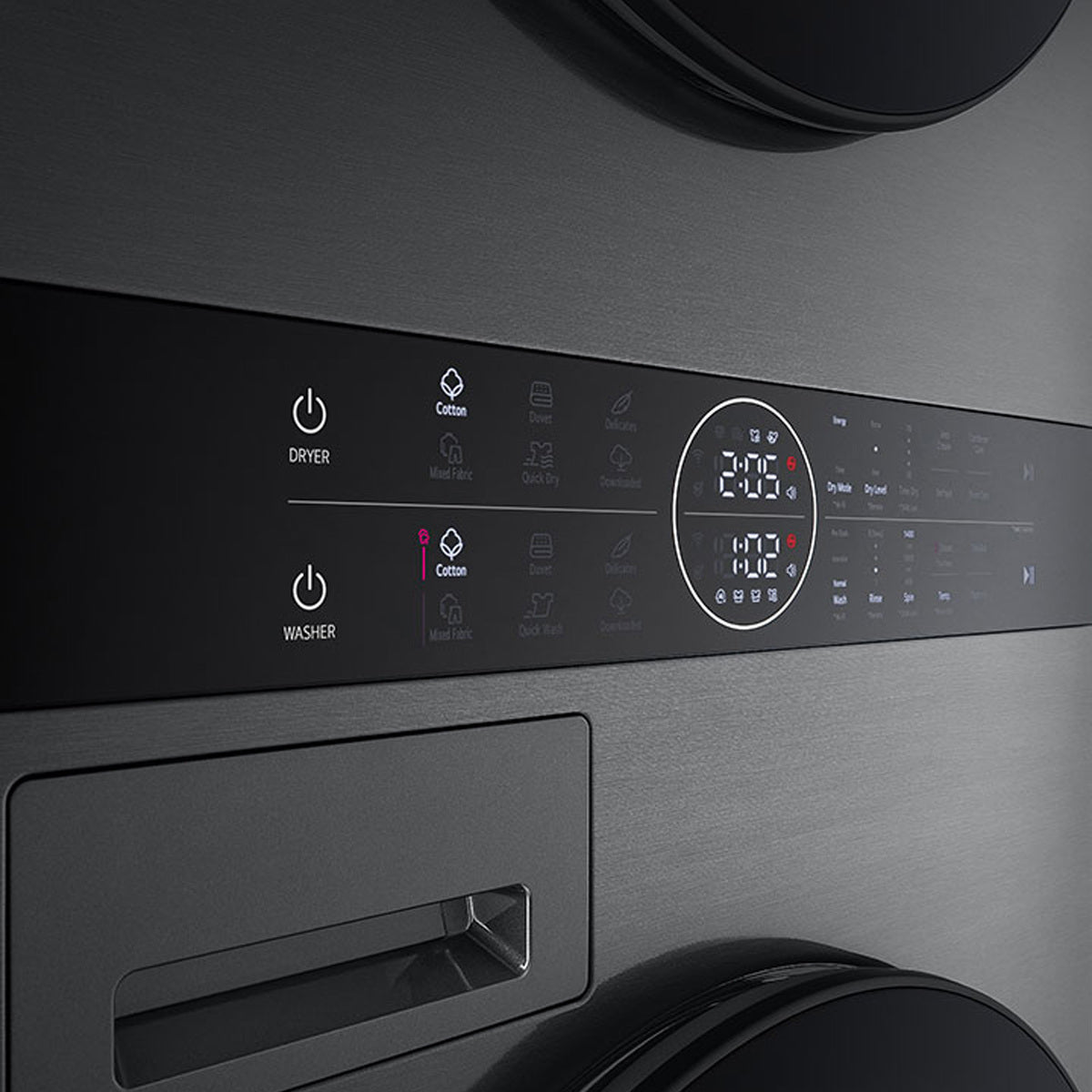 GETIT.QA- Qatar’s Best Online Shopping Website offers LG 24'' WASH TOWER, 12/10 KG, BLACK STEEL, W4W8BVKKZHM at the lowest price in Qatar. Free Shipping & COD Available!