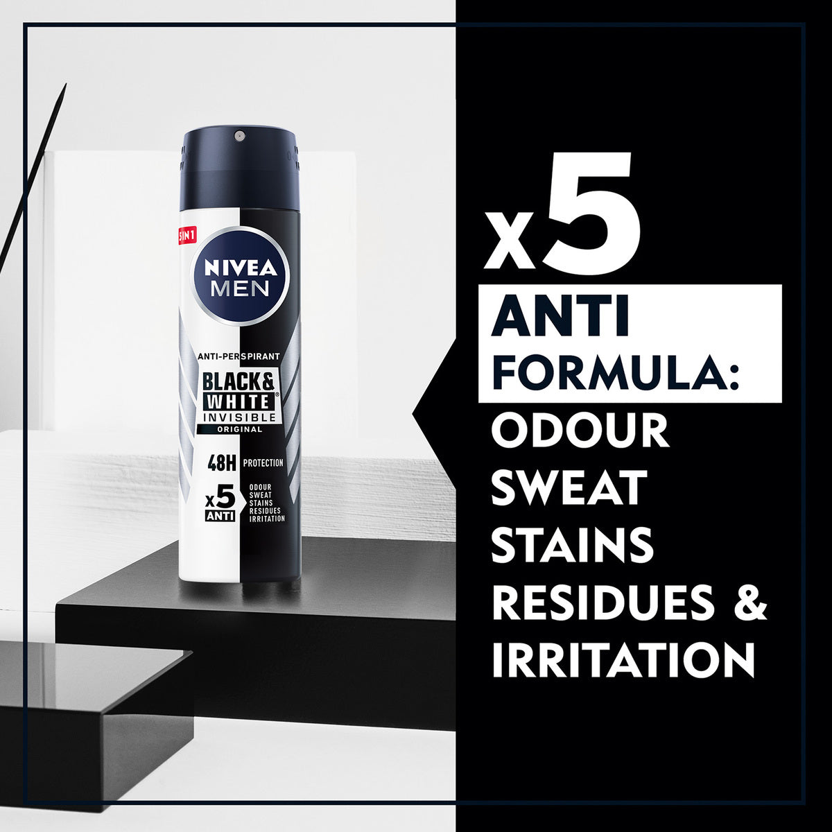 GETIT.QA- Qatar’s Best Online Shopping Website offers NIVEA MEN ANTIPERSPIRANT SPRAY BLACK & WHITE ORIGINAL 150 ML at the lowest price in Qatar. Free Shipping & COD Available!