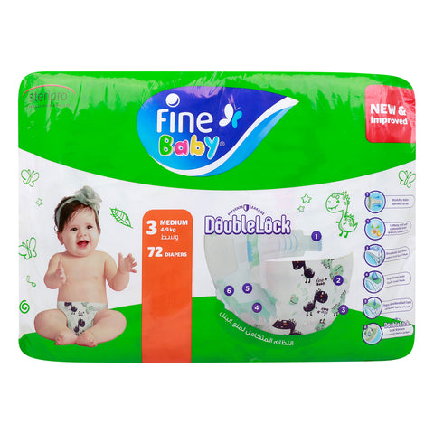 GETIT.QA- Qatar’s Best Online Shopping Website offers FINE BABY BABY DIAPERS MEGA PACK SIZE 3 MEDIUM 4-9 KG 72 PCS at the lowest price in Qatar. Free Shipping & COD Available!