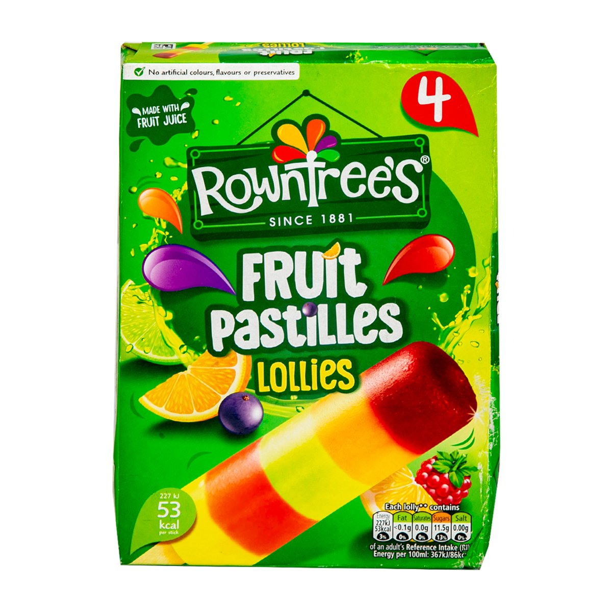 GETIT.QA- Qatar’s Best Online Shopping Website offers ROWNTREES FRUIT PASTILLES LOLLIES ICE CREAM 4 X 65 ML at the lowest price in Qatar. Free Shipping & COD Available!