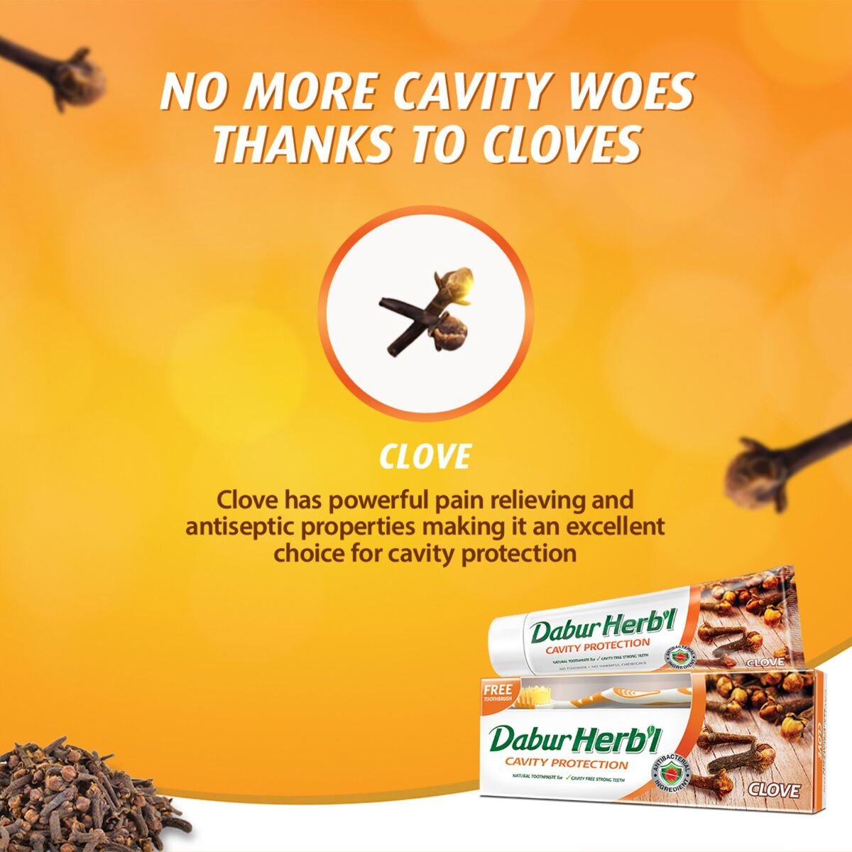 GETIT.QA- Qatar’s Best Online Shopping Website offers DABUR HERB'L CLOVE CAVITY TOOTHPASTE 100 G 3+1 at the lowest price in Qatar. Free Shipping & COD Available!