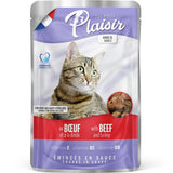 GETIT.QA- Qatar’s Best Online Shopping Website offers PLAISIR CAT FOOD CHUNKS WITH BEEF AND TURKEY IN GRAVY 100 G
 at the lowest price in Qatar. Free Shipping & COD Available!