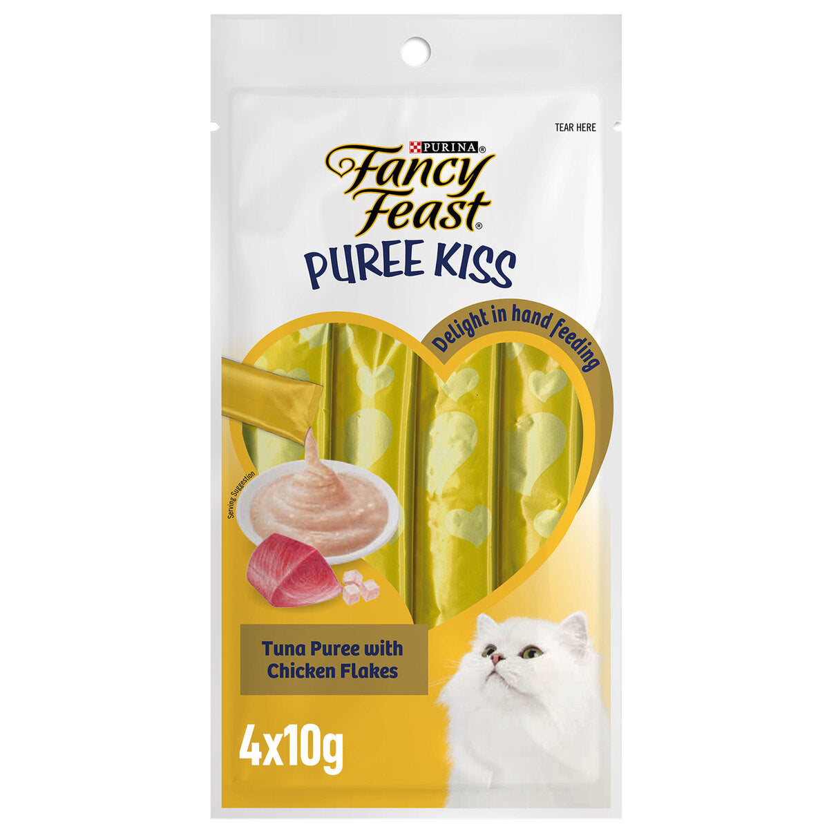 GETIT.QA- Qatar’s Best Online Shopping Website offers PURINA FANCY FEAST PURE KISS TUNA PUREE WITH CHICKEN FLAKES 4 X 10 G
 at the lowest price in Qatar. Free Shipping & COD Available!