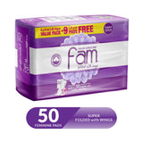 GETIT.QA- Qatar’s Best Online Shopping Website offers FAM SANITARY PADS FOLDED WITH WINGS 50 PCS at the lowest price in Qatar. Free Shipping & COD Available!