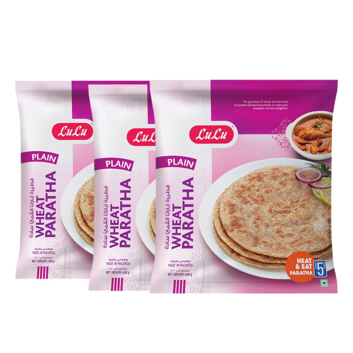 GETIT.QA- Qatar’s Best Online Shopping Website offers LULU WHEAT PARATHA PLAIN VALUE PACK 3 X 400 G at the lowest price in Qatar. Free Shipping & COD Available!