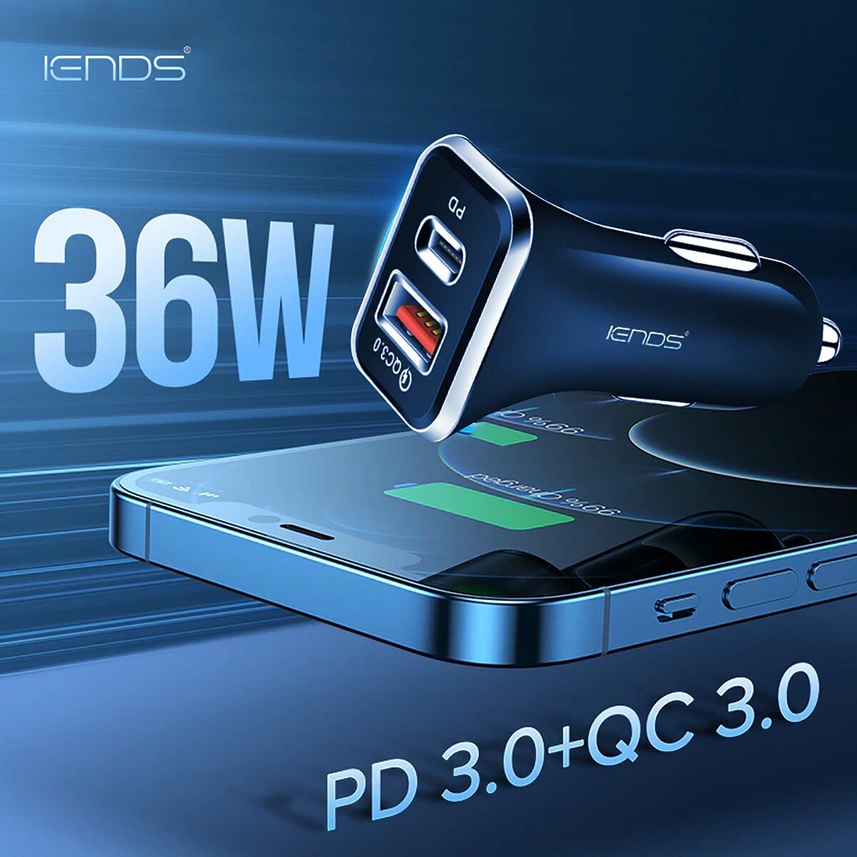 GETIT.QA- Qatar’s Best Online Shopping Website offers IENDS CAR CHARGER WITH DUAL PORT (TYPE-C AND USB)AD641, BLACK at the lowest price in Qatar. Free Shipping & COD Available!