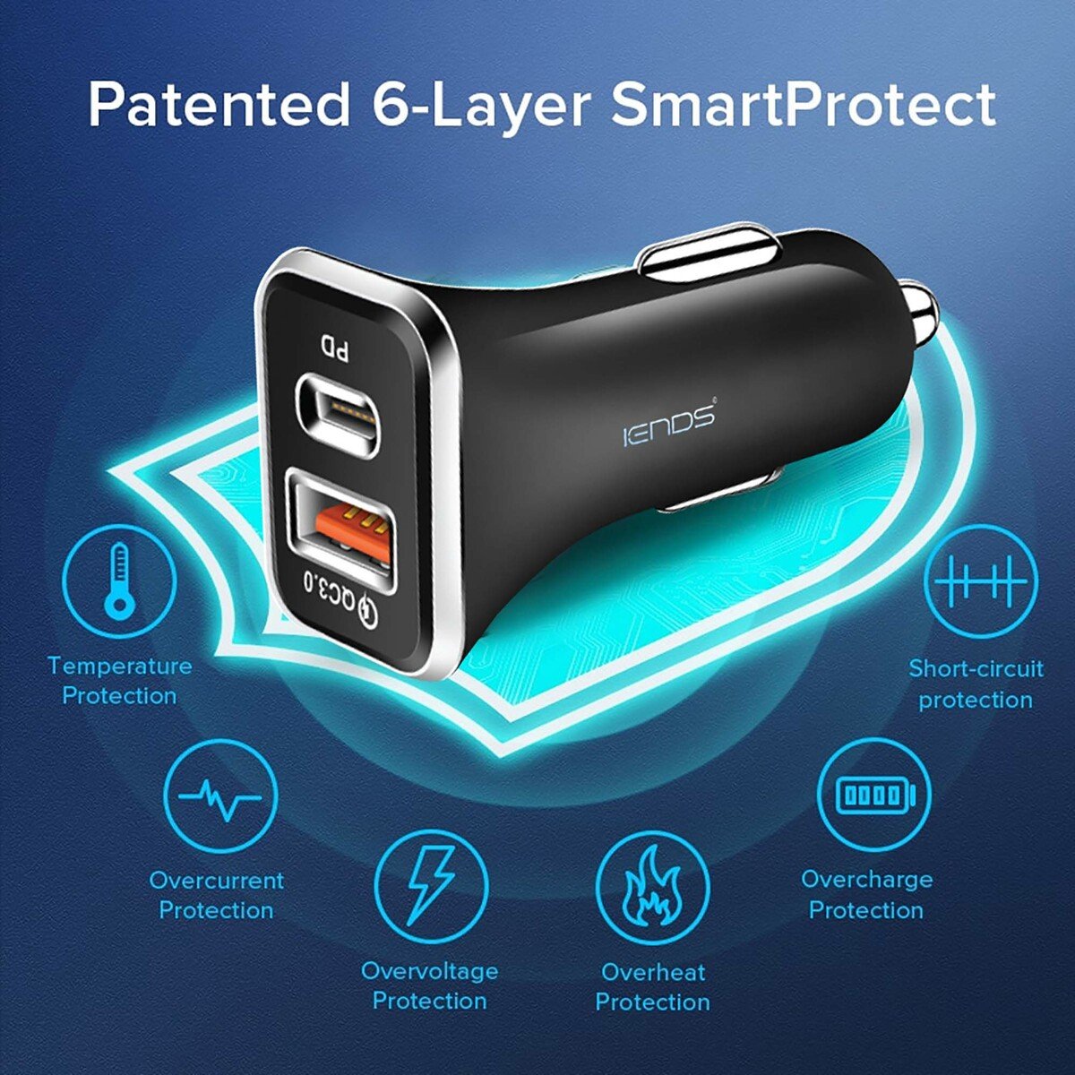 GETIT.QA- Qatar’s Best Online Shopping Website offers IENDS CAR CHARGER WITH DUAL PORT (TYPE-C AND USB)AD641, BLACK at the lowest price in Qatar. Free Shipping & COD Available!