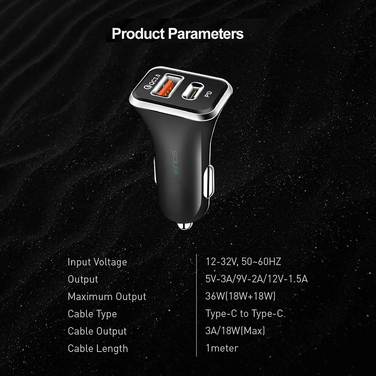 GETIT.QA- Qatar’s Best Online Shopping Website offers IENDS CAR CHARGER WITH DUAL PORT (TYPE-C AND USB)AD641, BLACK at the lowest price in Qatar. Free Shipping & COD Available!