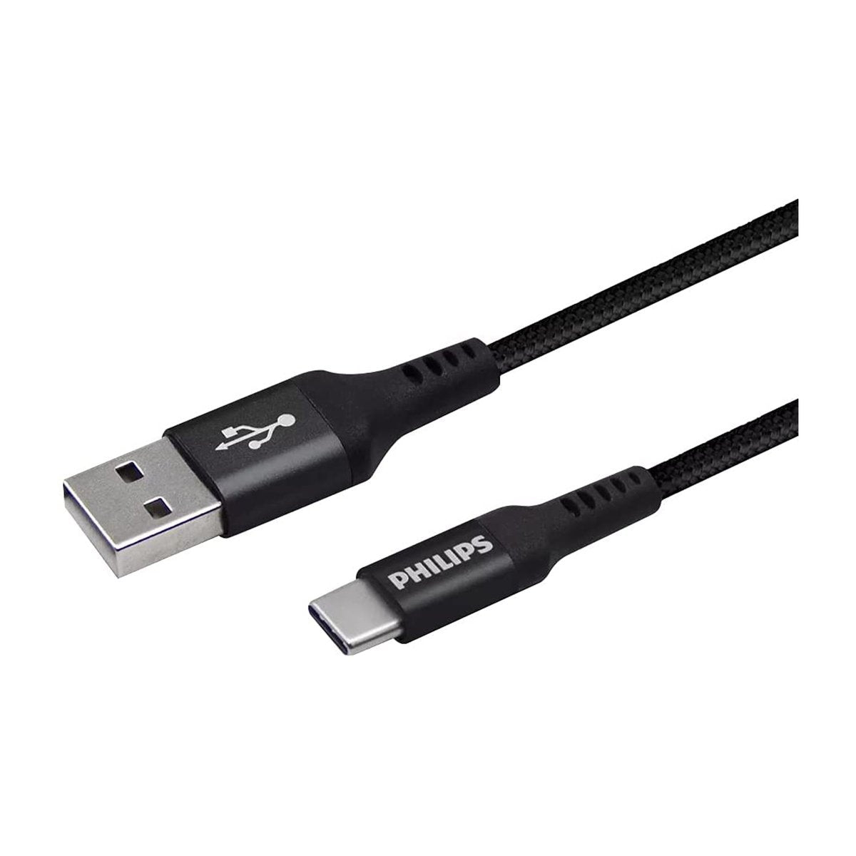 Philips USB-A to USB-C Braided Cable 2M DLC5206A/00 (Black) - GETIT.QA