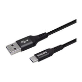 Philips USB-A to USB-C Braided Cable 2M DLC5206A/00 (Black) - GETIT.QA