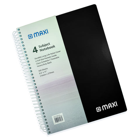GETIT.QA- Qatar’s Best Online Shopping Website offers MAXI SPIRAL POLYPROPYLENE 4 SUBJECT NOTEBOOK, 11 INCH X 8.5 INCH, 160 SHEETS, ASSORTED COLOURS, MX-11-PPSUB4 at the lowest price in Qatar. Free Shipping & COD Available!