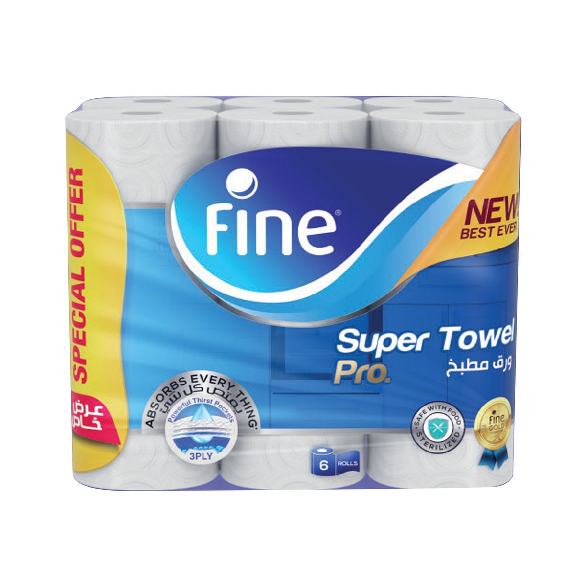 GETIT.QA- Qatar’s Best Online Shopping Website offers FINE SUPER TOWEL PRO 3PLY 6 ROLLS at the lowest price in Qatar. Free Shipping & COD Available!
