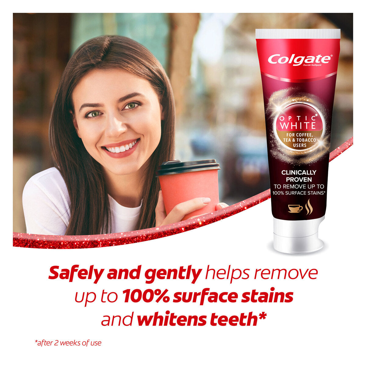 GETIT.QA- Qatar’s Best Online Shopping Website offers COLGATE OPTIC WHITE TOOTHPASTE FOR COFFEE-- TEA AND TOBACO USERS-- 75 ML at the lowest price in Qatar. Free Shipping & COD Available!