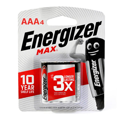 GETIT.QA- Qatar’s Best Online Shopping Website offers ENERGIZER MAX ALKALINE AAA BATTERY, 1.5 V, 4 PCS, E92BP4 at the lowest price in Qatar. Free Shipping & COD Available!