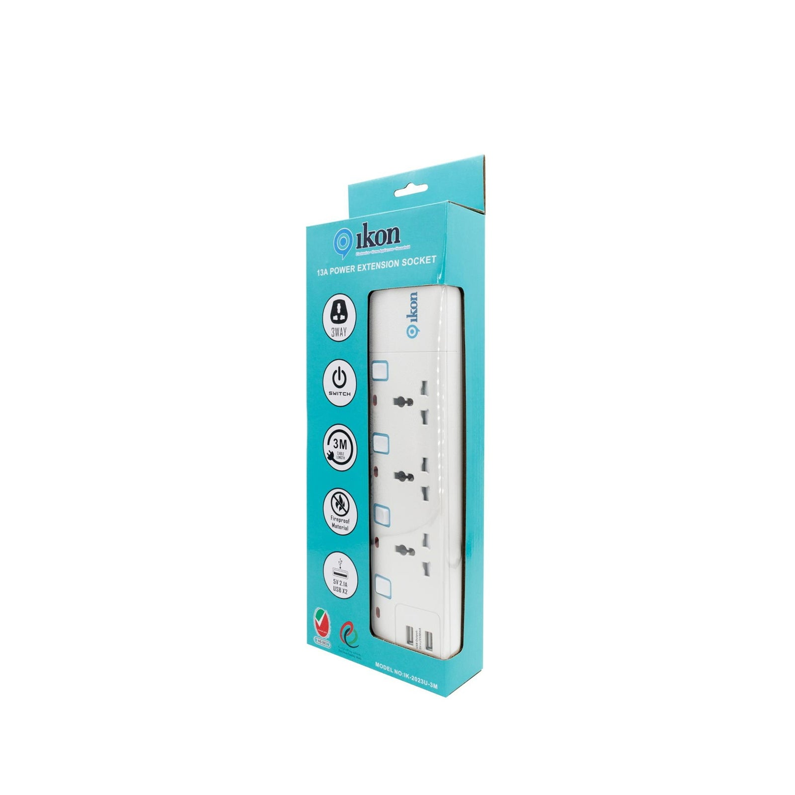 GETIT.QA- Qatar’s Best Online Shopping Website offers IKON 3 WAY POWER EXTENSION SOCKET WITH 2 USB, 3 MTR, IK-2023U at the lowest price in Qatar. Free Shipping & COD Available!
