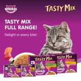 GETIT.QA- Qatar’s Best Online Shopping Website offers WHISKAS TASTY MIX CHICKEN & SALMON WITH SEAWEED WET CAT FOOD IN GRAVY FOR ADULT CATS AGED 1+ YEARS 4 X 70 G at the lowest price in Qatar. Free Shipping & COD Available!