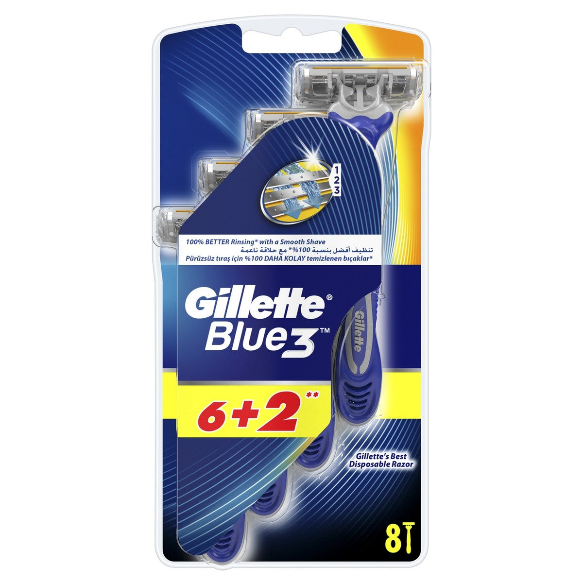 GETIT.QA- Qatar’s Best Online Shopping Website offers GILLETTE BLUE3 MEN€™S DISPOSABLE RAZORS 6 PCS + 2 at the lowest price in Qatar. Free Shipping & COD Available!