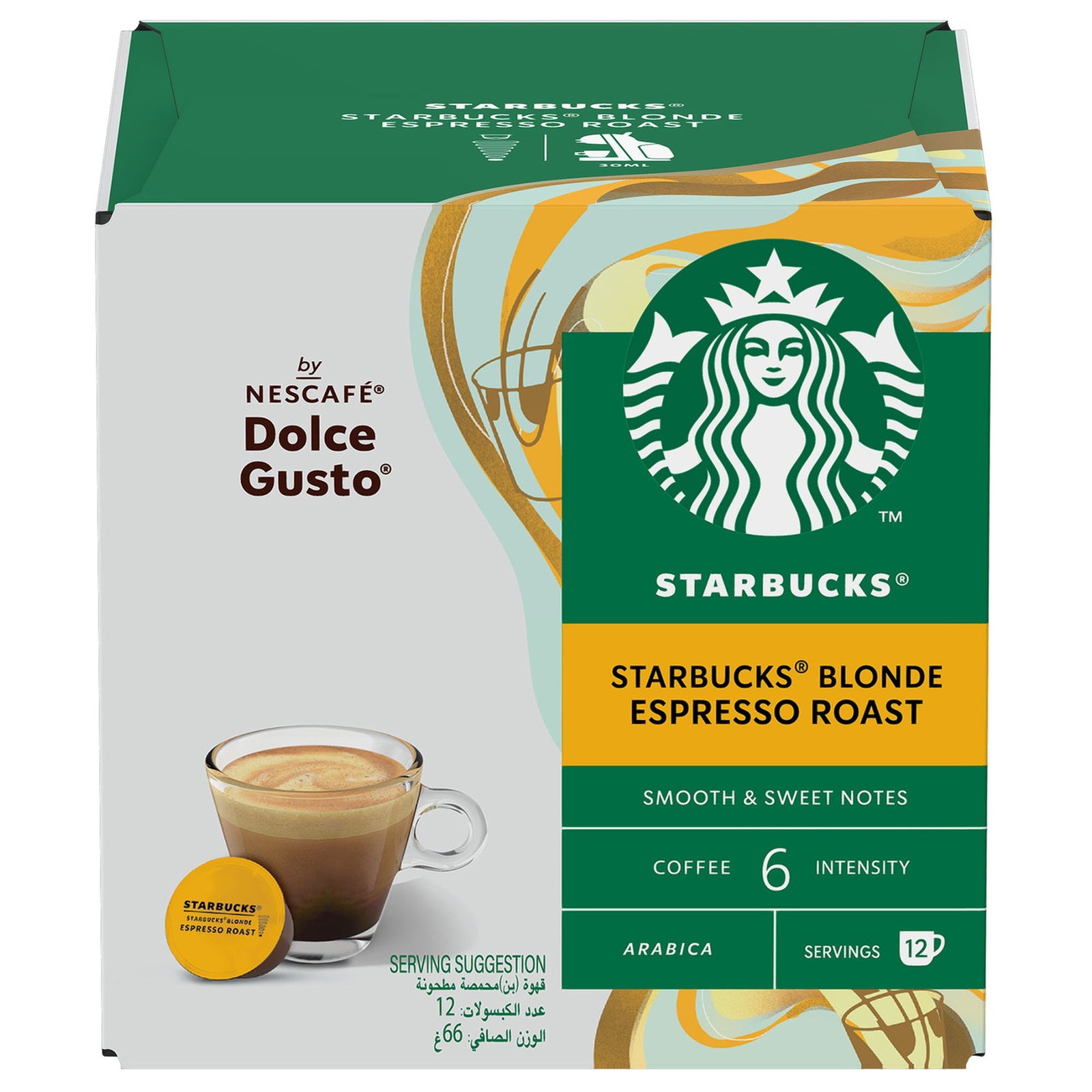 GETIT.QA- Qatar’s Best Online Shopping Website offers STARBUCKS BLONDE ESPRESSO ROAST BY NESCAFE DOLCE GUSTO BLONDE ROAST COFFEE PODS 12 PCS 66 G at the lowest price in Qatar. Free Shipping & COD Available!
