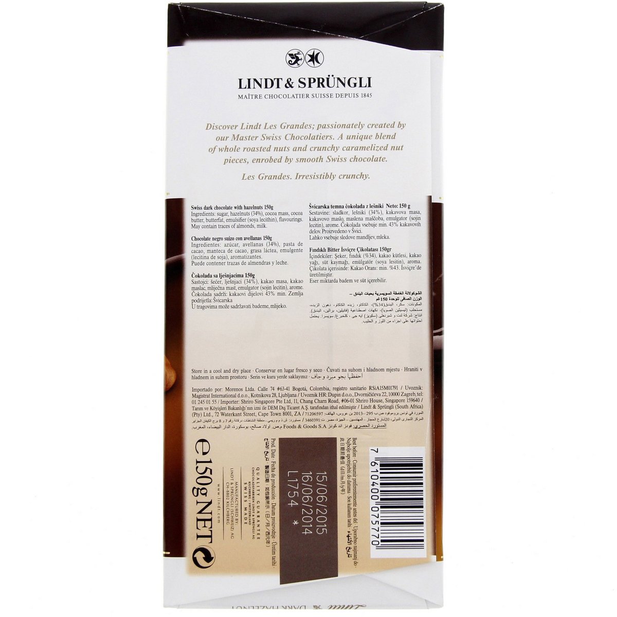 GETIT.QA- Qatar’s Best Online Shopping Website offers LINDT LES GRANDES 34% HAZELNUT DARK 150 G at the lowest price in Qatar. Free Shipping & COD Available!