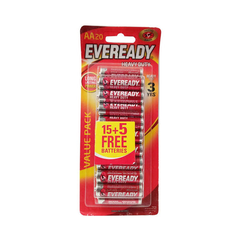 GETIT.QA- Qatar’s Best Online Shopping Website offers EVEREADY HEAVY DUTY AAA BATTERIES PACK 1012HP 15+5PCS at the lowest price in Qatar. Free Shipping & COD Available!