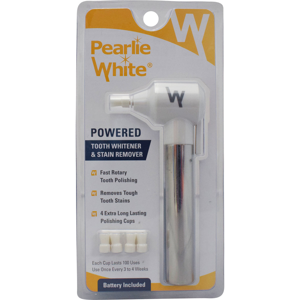 GETIT.QA- Qatar’s Best Online Shopping Website offers PEARLIE WHITE POWERED TOOTH WHITENER AND STAIN REMOVER WITH 4 POLISHING CUPS 1 SET at the lowest price in Qatar. Free Shipping & COD Available!