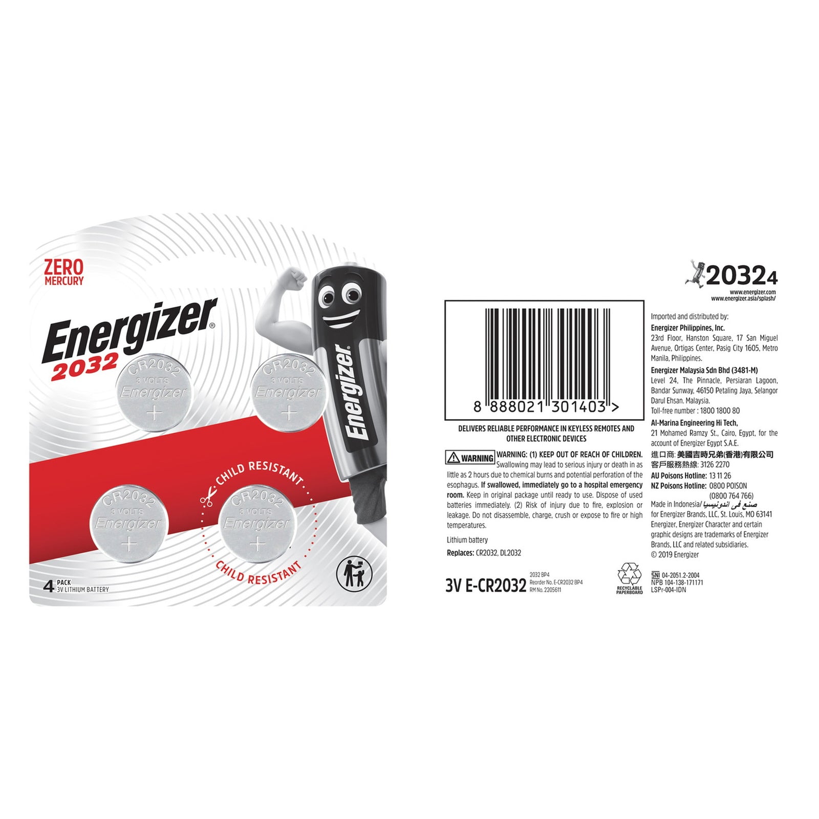 GETIT.QA- Qatar’s Best Online Shopping Website offers ENERGIZER CR2032 LITHIUM COIN BATTERIES, 4 PCS, E-CR2032 BP4 at the lowest price in Qatar. Free Shipping & COD Available!
