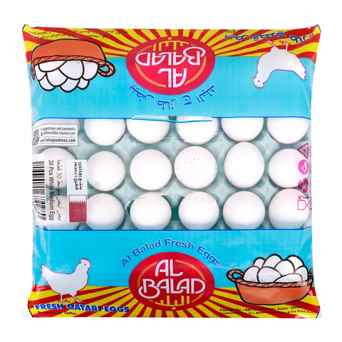 GETIT.QA- Qatar’s Best Online Shopping Website offers AL BALAD FRESH QATARI MEDIUM WHITE EGGS 30 PCS at the lowest price in Qatar. Free Shipping & COD Available!