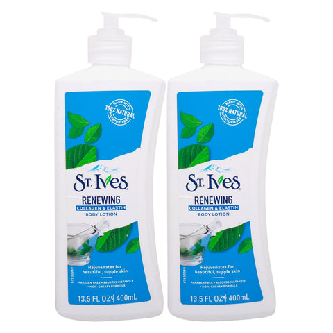 GETIT.QA- Qatar’s Best Online Shopping Website offers ST. IVES RENEWING BODY LOTION COLLAGEN & ELASTIN 2 X 400 ML at the lowest price in Qatar. Free Shipping & COD Available!