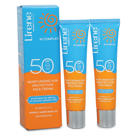 GETIT.QA- Qatar’s Best Online Shopping Website offers LIRENE MOISTURIZING SUN PROTECTION FACE CREAM SPF 50 2 X 40 ML at the lowest price in Qatar. Free Shipping & COD Available!