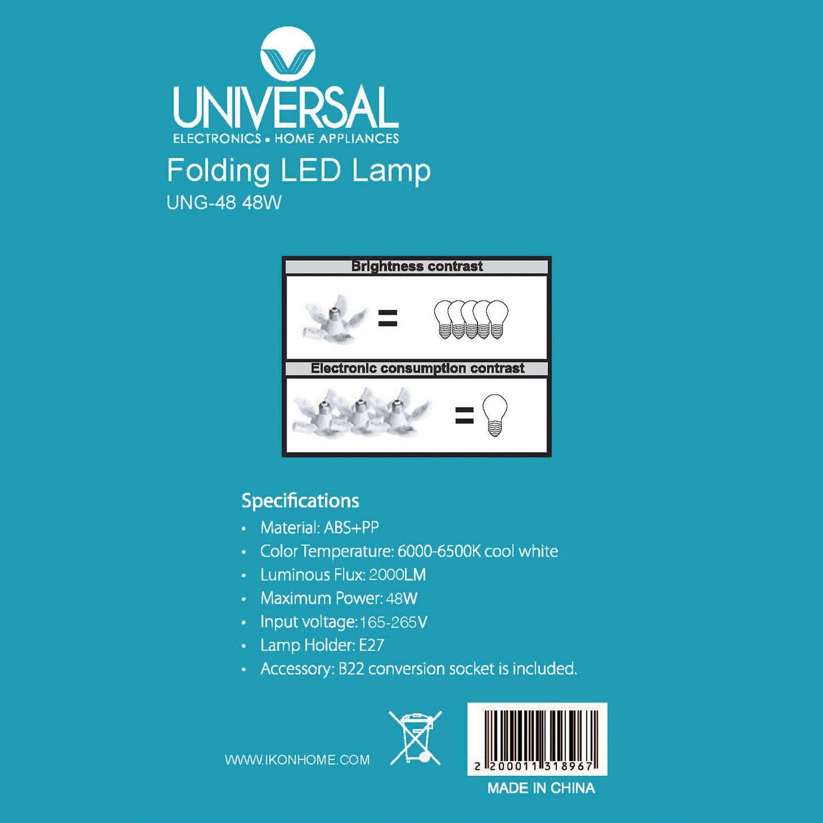 GETIT.QA- Qatar’s Best Online Shopping Website offers UNIVERSAL FOLDING LED LAMP/BULB 48WATT UNG-48 at the lowest price in Qatar. Free Shipping & COD Available!