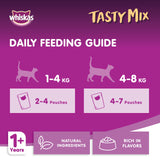 GETIT.QA- Qatar’s Best Online Shopping Website offers WHISKAS TASTY MIX CHICKEN & SALMON WITH SEAWEED WET CAT FOOD IN GRAVY FOR ADULT CATS AGED 1+ YEARS 4 X 70 G at the lowest price in Qatar. Free Shipping & COD Available!