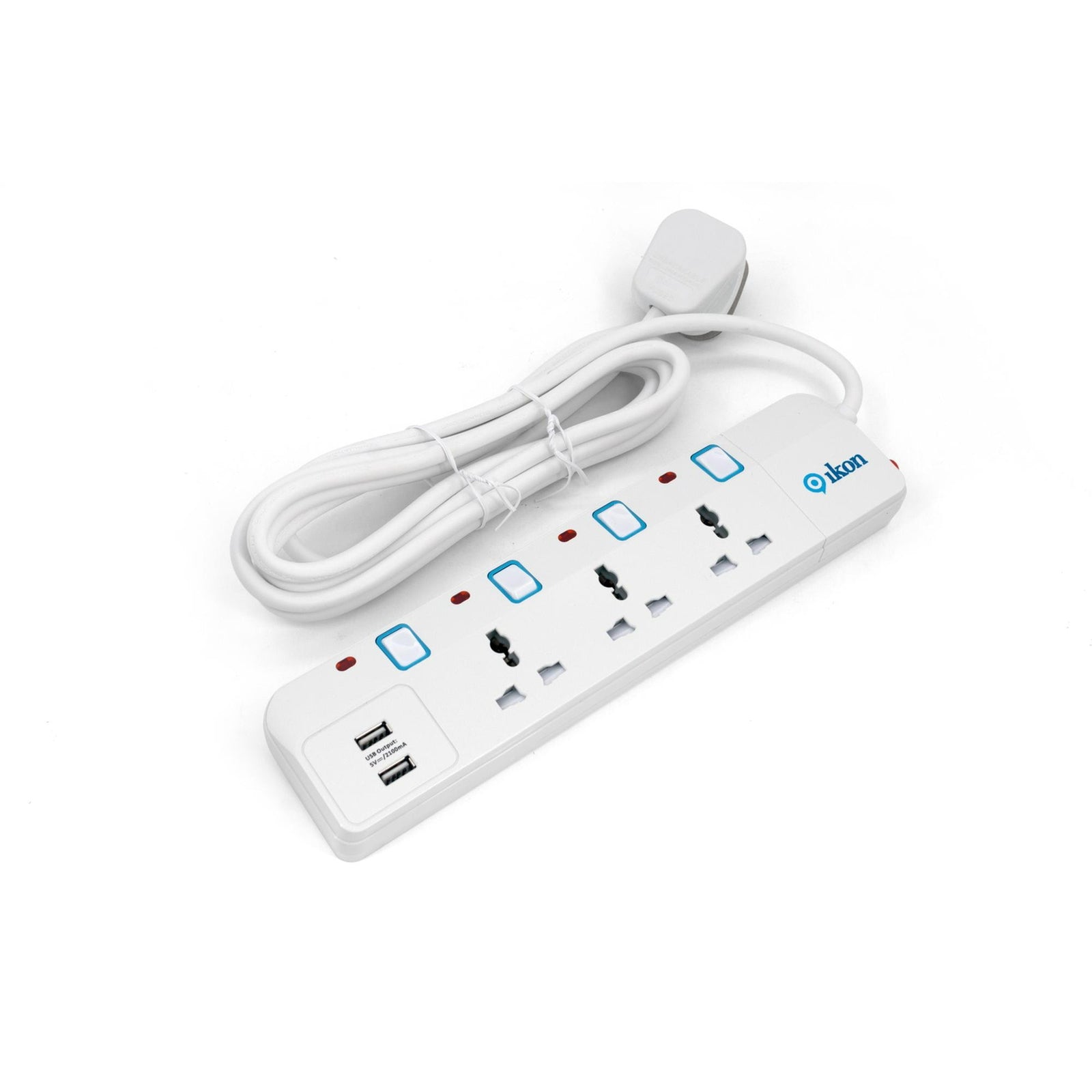 GETIT.QA- Qatar’s Best Online Shopping Website offers IKON 3 WAY POWER EXTENSION SOCKET WITH 2 USB, 3 MTR, IK-2023U at the lowest price in Qatar. Free Shipping & COD Available!