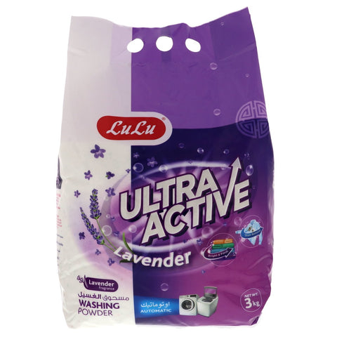 GETIT.QA- Qatar’s Best Online Shopping Website offers LULU ULTRA ACTIVE WASHING POWDER LAVENDER 3KG at the lowest price in Qatar. Free Shipping & COD Available!