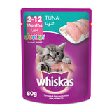 GETIT.QA- Qatar’s Best Online Shopping Website offers WHISKAS JUNIOR TUNA WET KITTEN FOOD POUCH FOR KITTENS FROM 2 TO 12 MONTHS 80 G at the lowest price in Qatar. Free Shipping & COD Available!