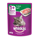 GETIT.QA- Qatar’s Best Online Shopping Website offers WHISKAS WET CAT FOOD TUNA MADE WITH REAL FISH POUCH FOR ADULT CATS 1+ YEARS 80 G at the lowest price in Qatar. Free Shipping & COD Available!