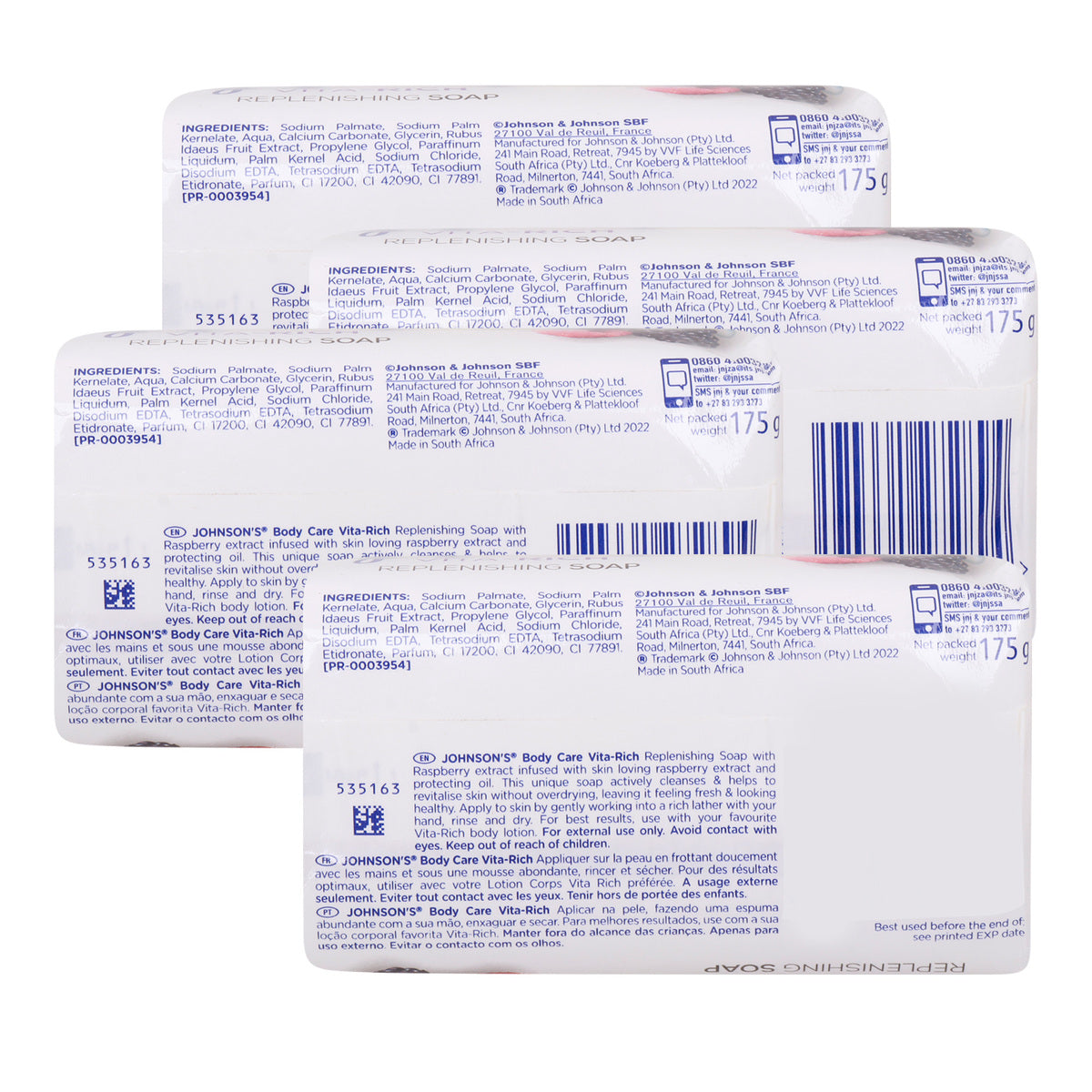 GETIT.QA- Qatar’s Best Online Shopping Website offers JOHNSON & JOHNSON VITA RICH REPLENISHING RASPBERRY SOAP-- 4 X 175 G at the lowest price in Qatar. Free Shipping & COD Available!