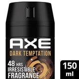 GETIT.QA- Qatar’s Best Online Shopping Website offers AXE DARK TEMPTATION 48H BODY SPRAY DEODORANT 150 ML at the lowest price in Qatar. Free Shipping & COD Available!