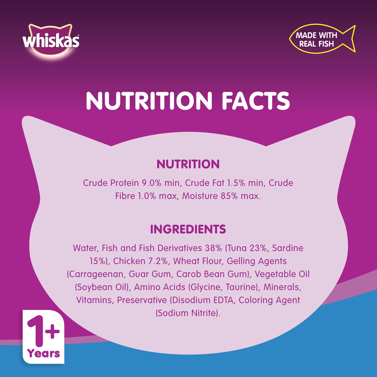 GETIT.QA- Qatar’s Best Online Shopping Website offers WHISKAS SARDINE CAN WET CAT FOOD FOR 1+ YEARS ADULT CATS 400 G at the lowest price in Qatar. Free Shipping & COD Available!