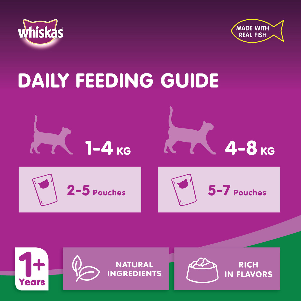 GETIT.QA- Qatar’s Best Online Shopping Website offers WHISKAS WET CAT FOOD TUNA MADE WITH REAL FISH POUCH FOR ADULT CATS 1+ YEARS 80 G at the lowest price in Qatar. Free Shipping & COD Available!