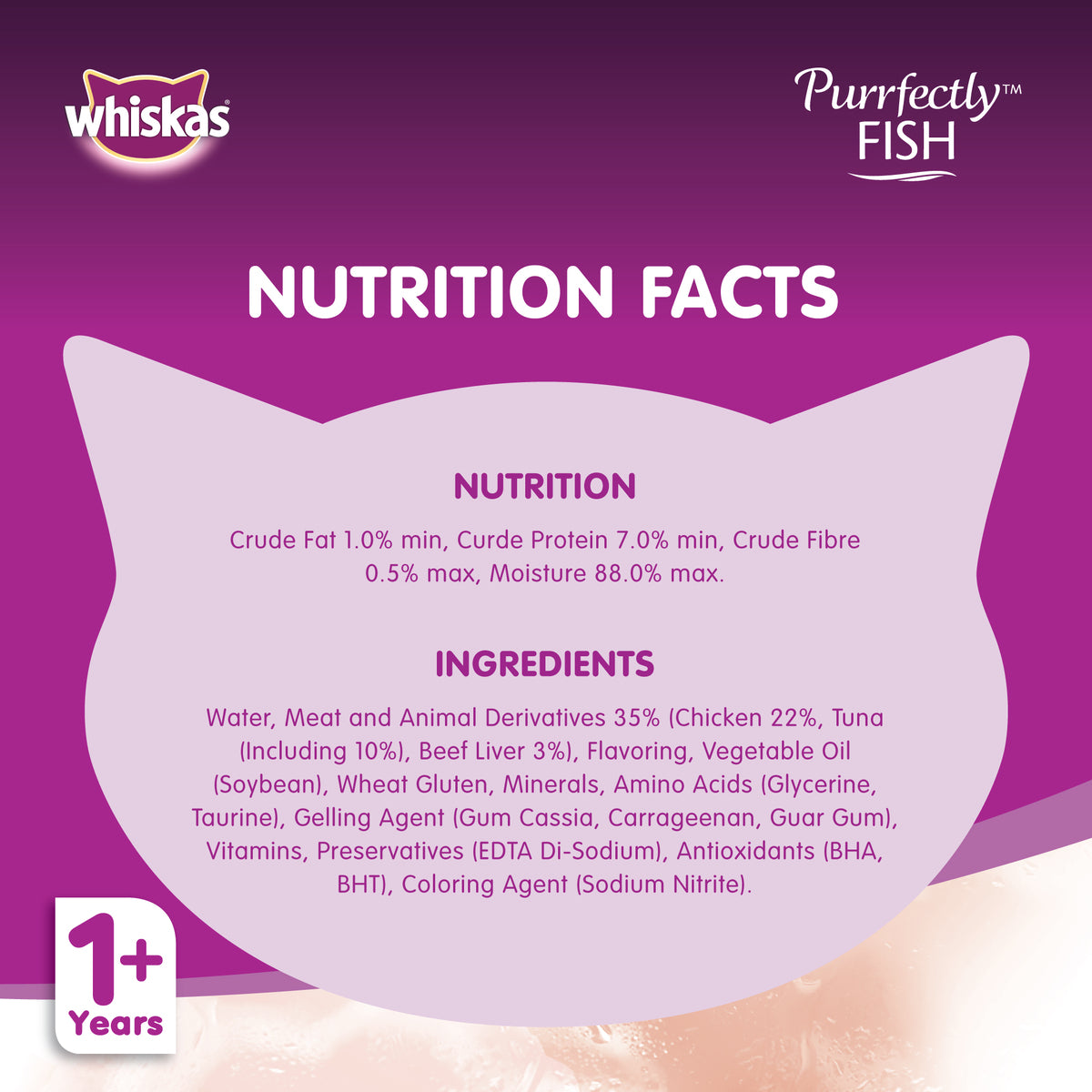 GETIT.QA- Qatar’s Best Online Shopping Website offers WHISKAS PURRFECTLY FISH WITH TUNA WET CAT FOOD FOR ADULT CATS 1+ YEARS 85G at the lowest price in Qatar. Free Shipping & COD Available!