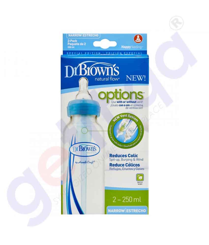 Buy Dr Brown's Narrow Neck Bottle Blue 8oz in Doha Qatar